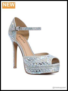 Rhinestone Peep Toe Platform Stiletto Heels Wedding Party Pumps